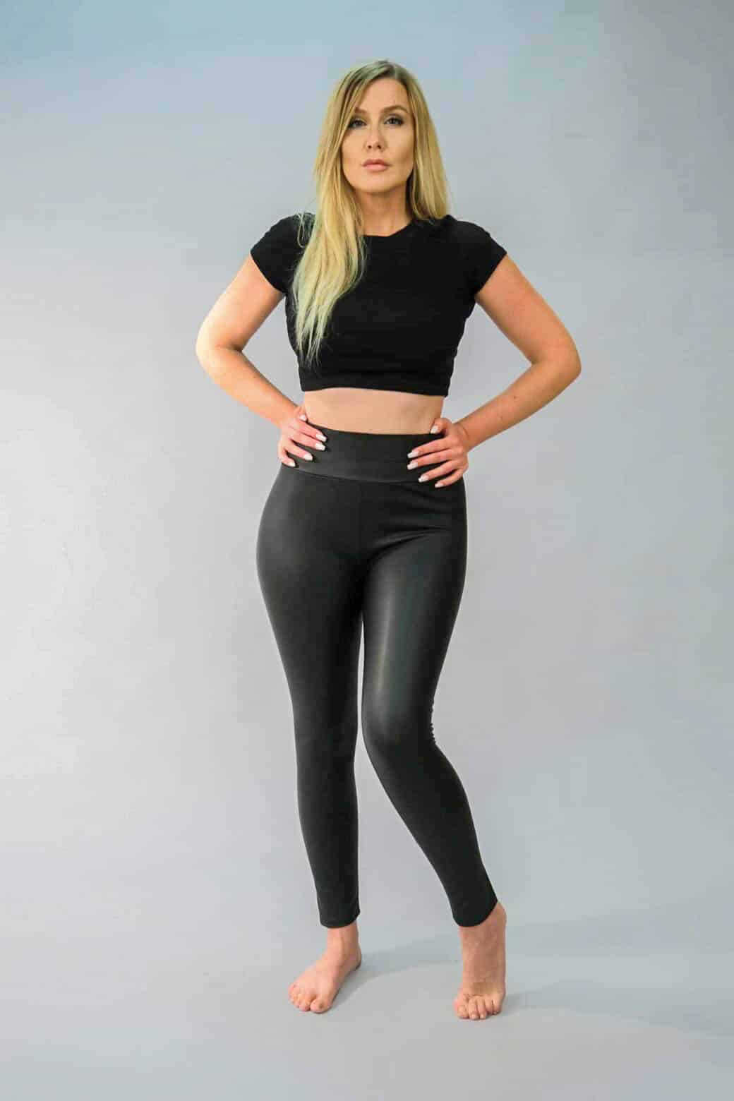 Hosszú női leggings, műbőr – 100